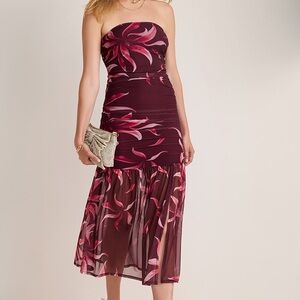 Francesca's Collections Burgundy and Pink Maxi Dress